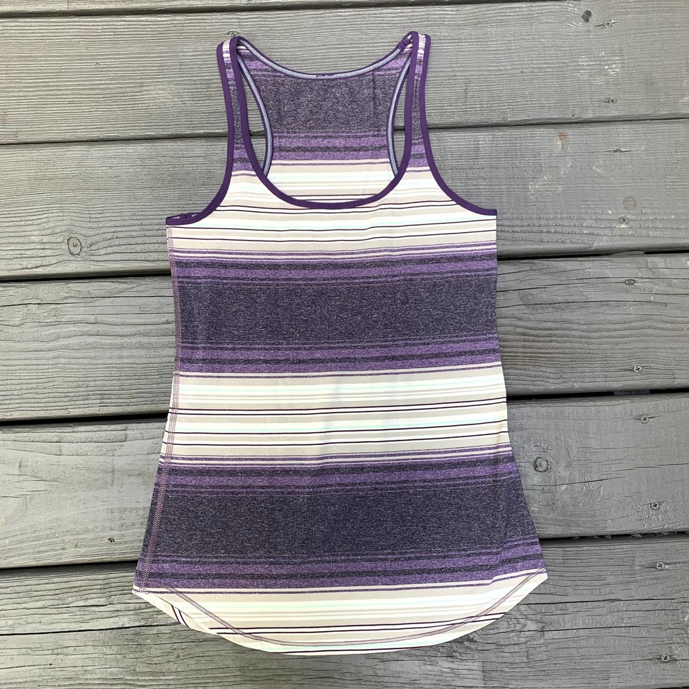 lululemon athletica Purple and White Striped Long Sleeve Top
